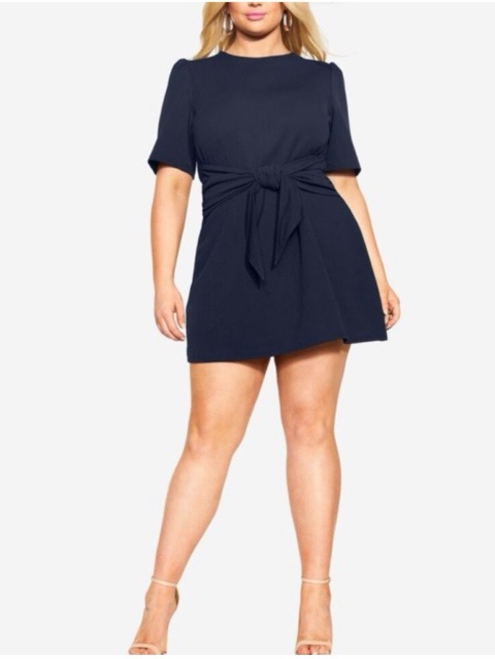 City Chic Tie‎ Point Dress In Navy NWT